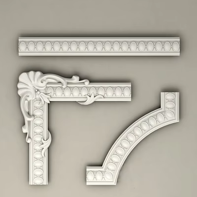 Intricate Carved Decorative Moldings With Corner And Curved Patterns For Interior Design 3d model