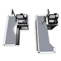 Modern Reception Desk Design With Wooden Panels Black Frame And Cash Register Scanner