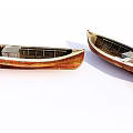 Two Vintage Wooden Boats with Reddish Brown Finish and Classic Design