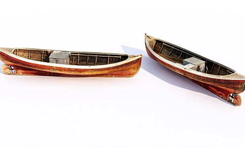 Old wooden boat Modern boat 3d model