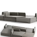 Comfortable Modern Gray Sectional Sofa Featuring Soft Fabric And Spacious Seating 3d model