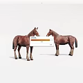 Two Detailed Brown Horse Figurines Standing Side By Side On White Background