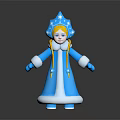 Snow Maiden Character With Blue Robe Star Hat And Blonde Braids In Fairy Tale Style