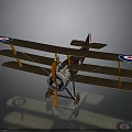 Vintage Biplane Aerospace Model With Brown Wings And Orange Propeller Design