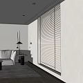 Modern Room Interior With Window Blinds Beige Sofa Light Carpet And Floor Lamp
