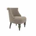 Elegant Upholstered Dining Chair With Patterned Fabric Quilted Backrest And Dark Wooden Legs
