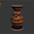 Orange and Black Decorative Vase With Floral Circular Patterns For Home Decor