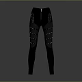 Black Slim Fit Pants With Front Zipper And Side Stud Embellishments