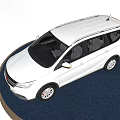 White SUV Car Showcased On Blue Circular Platform Against Black Background