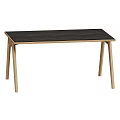 Modern Minimalist Dining Table With Black Tabletop Wooden Legs And Matching Bench