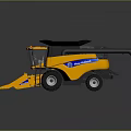 Yellow Agricultural Combine Harvester With Black Cab Large Tires And Sharp Cutting Header