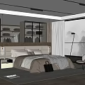 Modern Bedroom Interior Design With Upholstered Headboard Accent Chair Large Window And Wooden Floor