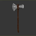 Handcrafted Decorative Axe With Shiny Metal Head And Twisted Wooden Handle