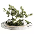 Modern Zen Style Garden Landscape With Delicate Trees Natural Stones And Lush Green Grass