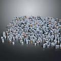 Colorful Cartoon City Scene With Miniature Buildings And Dense Urban Layout