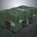 Green Utility Storage Box with Wheels Metal Latches and Vintage Labels