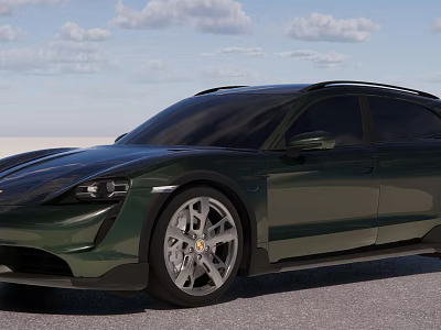 Green Sports Car With Sleek Aerodynamic Body Large Alloy Wheels And Black Roof 3d model