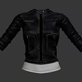 Stylish Black Leather Jacket With Zipper Front And Pocket Details On White Mannequin