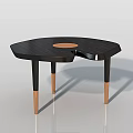 Modern Black Coffee Table With Brown Circular Top And Gold Metal Legs