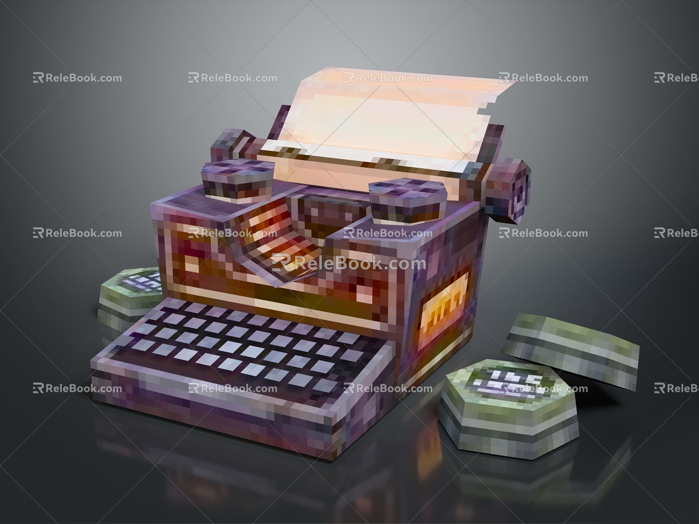 typewriter old typewriter antique typewriter classical typewriter english typewriter game item 3d model