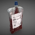 Transparent Medical Fluid Container With Blue Cap And Red Fluid For Medical Use