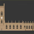 Detailed Gothic Church Model With Tall Tower Spires And Arched Windows