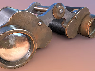 Vintage Hardware Tools Binoculars With Metal Body And Optical Glass Lenses 3d model