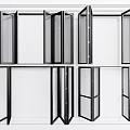 Modern Folding Doors with Glass Panels and Black Frames for Interior Space Partition 3d model