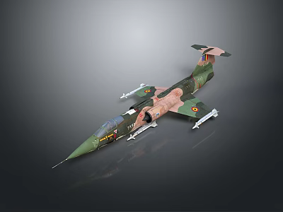 Aerospace Vehicle Model With Camouflage Design Sharp Nose And Wing Emblems 3d model