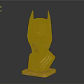Golden Female Bust Sculpture With Bat Like Ears Helmet On Dark Background