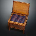 Sturdy Wooden Display Cabinet Shelf With Open Lid And Grid Compartments Inside