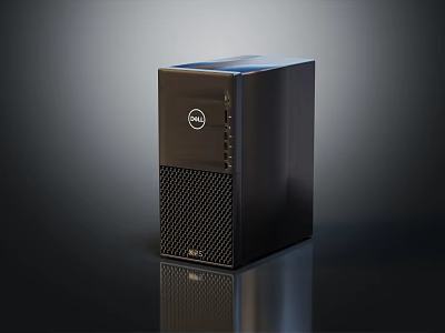 Dell Black Desktop Computer Tower With Modern Mesh Front Panel Design 3d model