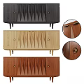 Modern Wooden Chest of Drawers with Diamond Pattern Doors Round Metal Handles and Slim Legs