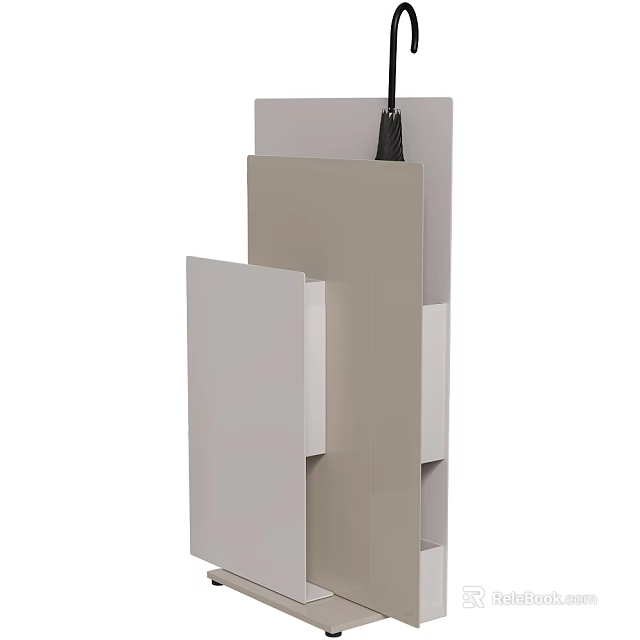 Modern Geometric Decorative Shelf With Layered Gray White Panels And Black Accent 3d model 