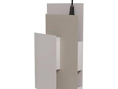 Modern Geometric Decorative Shelf With Layered Gray White Panels And Black Accent 3d model