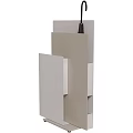Modern Geometric Decorative Shelf With Layered Gray White Panels And Black Accent
