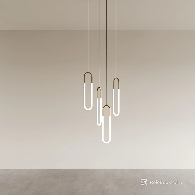 Unique Shaped Pendant Lights With Curved Design And Metallic Accents For Modern Interiors 3d model 