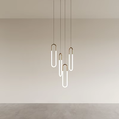 Unique Shaped Pendant Lights With Curved Design And Metallic Accents For Modern Interiors 3d model