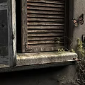 Old Wooden Casement Window With Worn Cracked Frame And Glass Panes In Vintage Style