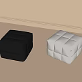 Black And White Square Tufted Leather Fabric Ottomans On Light Beige Floor