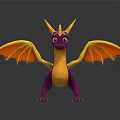 Cartoon 3D Dragon Character With Purple Body Yellow Wings And Horns