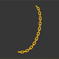 Golden Curved Chain Pendant With Shiny Reflective Surface On Gray Gradient Background 3d model