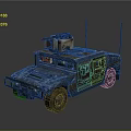 Military Off Road Vehicle With Camouflage Paint Weapon System On Top And Antennas