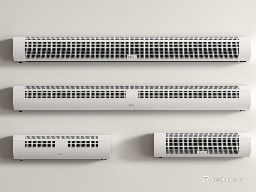 Various Styles Of Air Conditioner Fans Displayed 3d model 