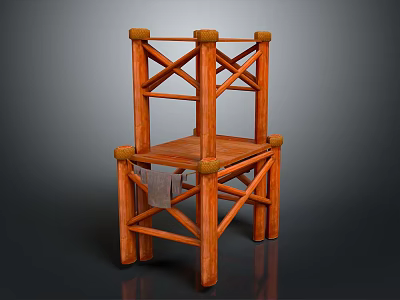 Wooden Equipment Frame Structure With Multi Layer Storage Stand And Metal Component 3d model