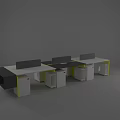 Modern Office Desk With Multiple Workstations Dividers Drawers And Yellow Edges