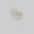 Modern White Upholstered Single Chair With Armrest Metal Legs And Minimalist Design
