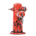 Red Garden Decor Watering Valve Columns With Black Wheels And Markings