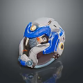 Blue And White Weapon Helmet For Sci Fi Combat With Yellow Tech Details 3d model