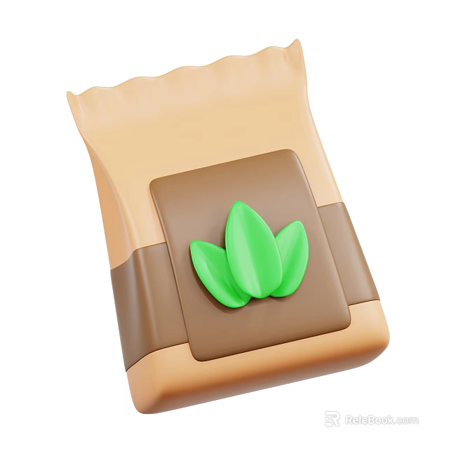 Agricultural Equipment Accessory Bag Featuring Brown Material And Green Leaf Pattern 3d model 